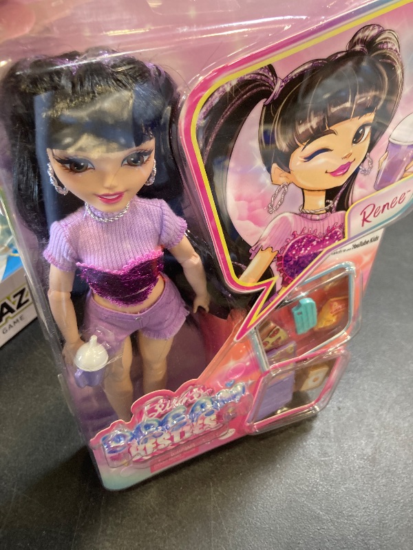 Photo 1 of Barbie Dream Besties Doll & Accessories Playset, Renee with Long Black Hair, 11 Food & Video-Themed Pieces