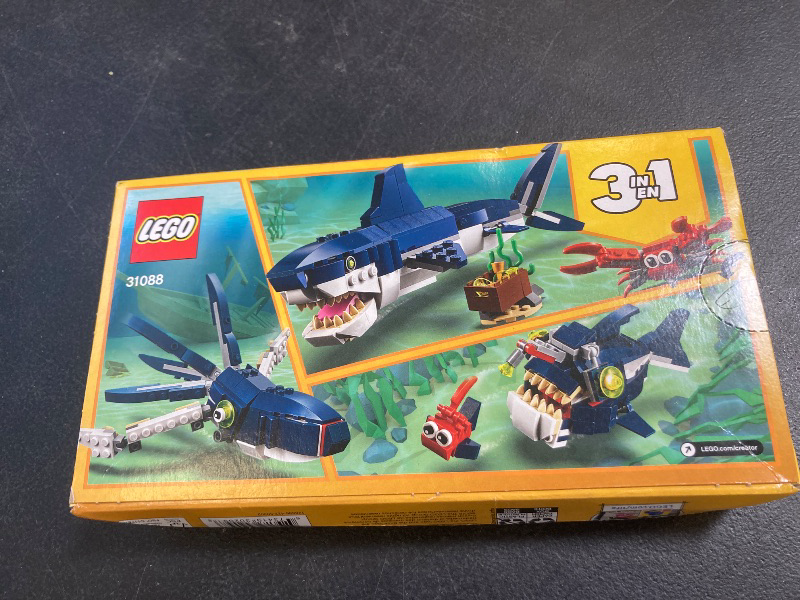 Photo 1 of LEGO Creator 3 in 1 Deep Sea Creatures, Transforms from Shark and Crab to Squid to Angler Fish, Sea Animal Toys, Gifts for 7 Plus Year Old Girls and Boys, 31088