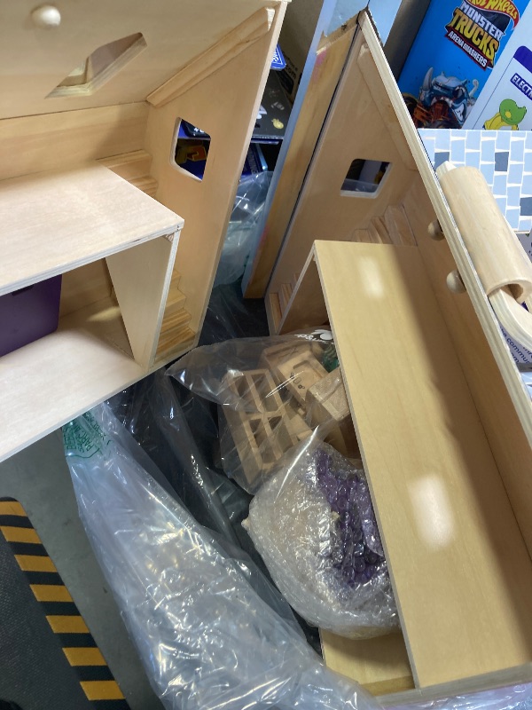 Photo 1 of Melissa & Doug Fold and Go Wooden Dollhouse With 2 Dolls and Wooden Furniture,Multi,One Size