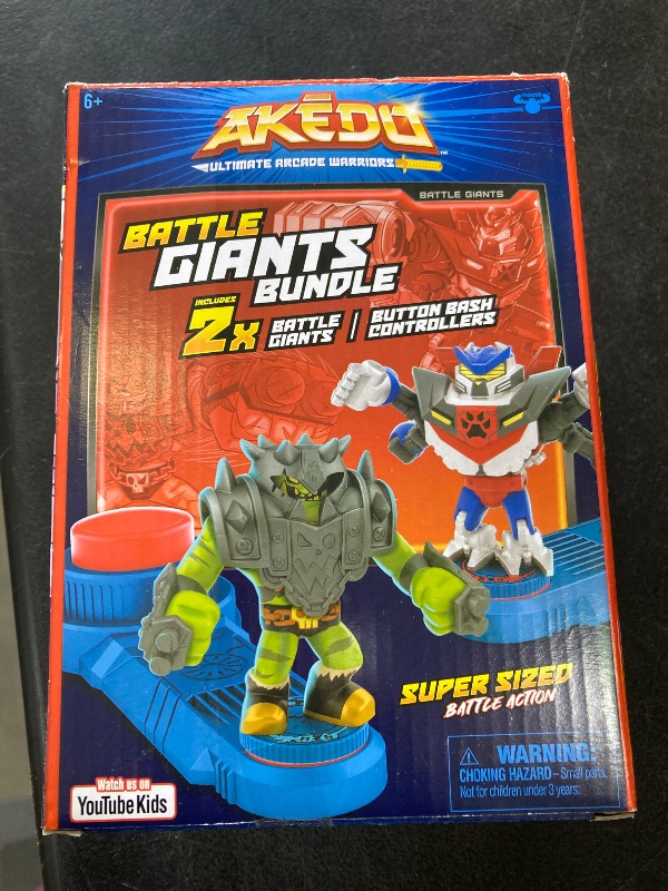 Photo 1 of Akedo - Ultimate Arcade Warriors Battle Giants Versus Pack - Scratch-Atron VS Tonk - Mini Battling Action Figures Ready, Fight, Split Strike