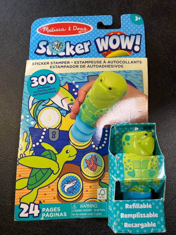 Photo 1 of Melissa & Doug Sticker WOW!™ 24-Page Activity Pad and Sticker Stamper, 300 Stickers, Arts and Crafts Fidget Toy Collectible Character – Sea Turtle - FSC Certified
