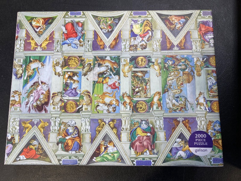 Photo 1 of Galison Sistine Chapel Ceiling Meowsterpiece of Western Art Puzzle, 2000 Pieces, 38.5” x 29.5” – Difficult Cat Jigsaw Puzzle with Iconic Artwork – Thick, Sturdy Pieces