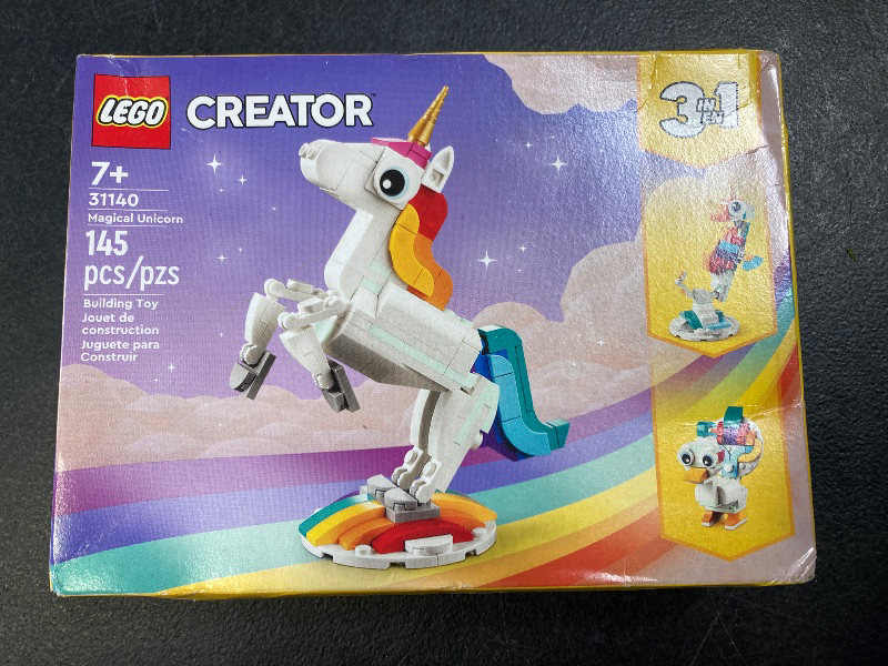 Photo 1 of LEGO Creator 3 in 1 Magical Unicorn Toy, Transforms from Unicorn to Seahorse to Peacock, Rainbow Animal Figures,  31140