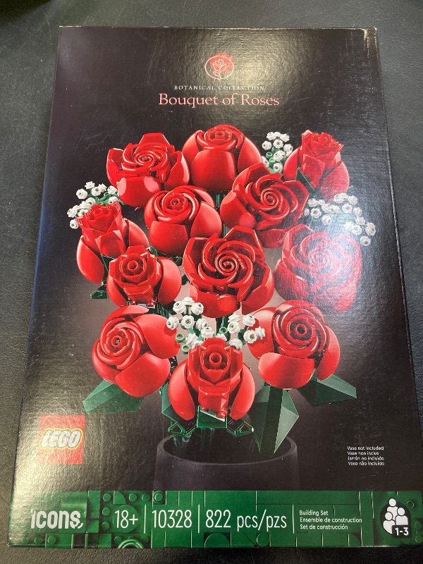 View 2 of LEGO Botanicals Bouquet of Roses Artificial Flowers - Fake Red Roses Building Set for Adults, Ages 18+ - DIY Kit for Home Decoration - 10328