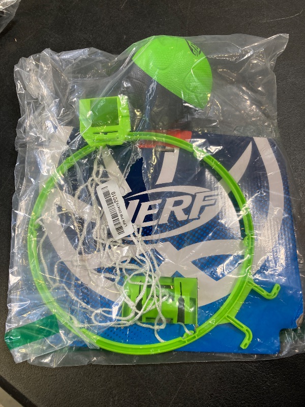 Photo 1 of Nerf Mini Over The Door Basketball Hoop - Nerfoop Indoor Basketball Hoop for Kids - Toy Door Basketball Hoop + Mini Foam Basketball Game Set -  Green