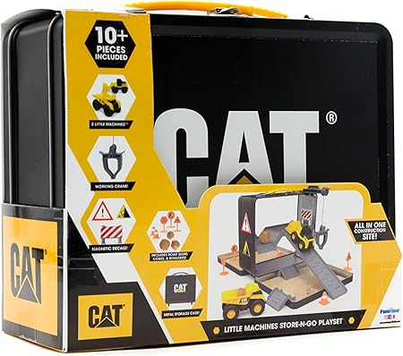 Photo 1 of CAT Construction Toys, Store N Go Construction Playset with Travel Case, Ages 3+, 2 Little Machines Vehicles & Assortment of Construction Site Accessories, Quality, Durable & Realistic