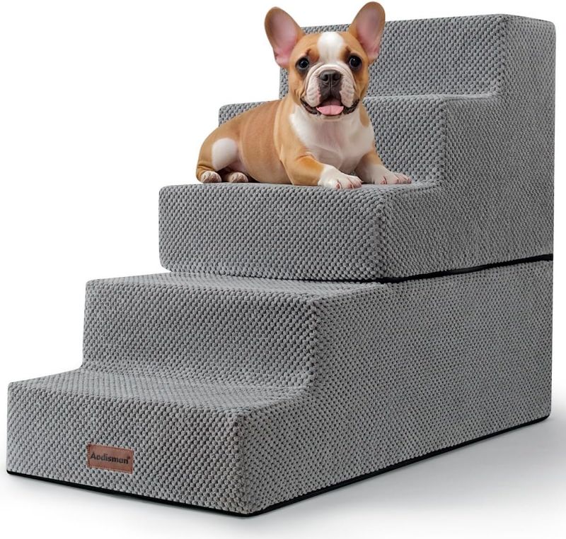 Photo 1 of 5-Step Dog Stairs for High Beds, Non-Slip Pet Steps for Small Dogs & Cats, Grey, 22.6" H