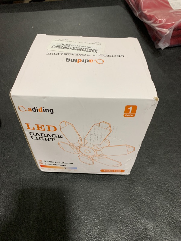 Photo 1 of Adiding LED Garage Ceiling Light -10000Lm Deformable Ultra Bright Screw in LED Basement Light 6500K 6 Adjustable Panels Shop Light fit for E26 E27 Bulb Socket for Workshop Barn Storage Attic Utility