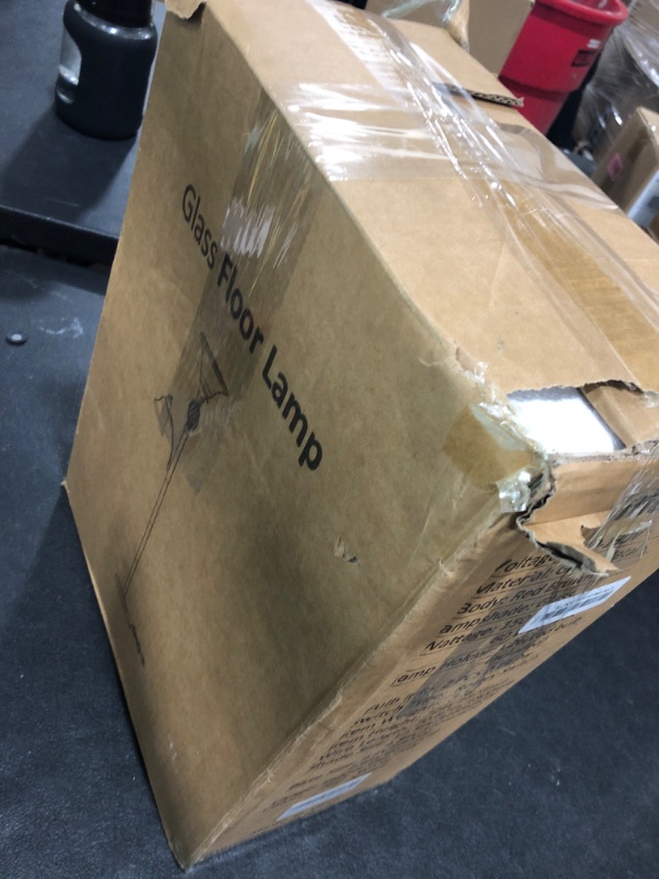 Photo 1 of Torchiere Floor Lamp for Living Room, LED Standing Reading Light for Bedroom with Glass Shade for Living Room Corner Bedroom Home Office,Bulbs Included (Red Brown,Glass 2 Head)