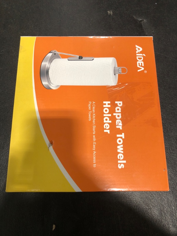 Photo 1 of AIDEA Paper Towel Holder with Spray Bottle, Kitchen Towel Holder for Countertop, Spring Arm for Easy Tear, One-Handed Stainless Steel Paper Towel Dispenser with Weighted Base, Silver