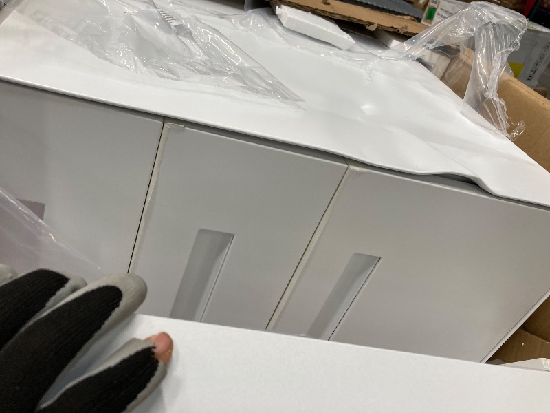 Photo 1 of 3 Drawer File Cabinet with Lock,Under Desk File Cabinet,White Rolling File Cabinet,Three Drawer Filing Cabinet for Home Office with Wheels,Fit A4/Letter/Legal File,Fully Assembled Except Casters