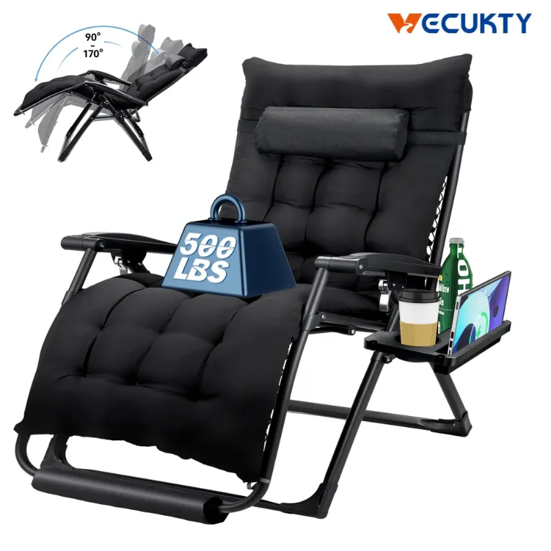 Photo 1 of  Zero Gravity Chair,VECUKTY Patio Lawn for Indoor and Outdoor Chairs ,500lbs Oversized XL 29IN Ergonomic Lounge Folding Reclining Chair,Black
