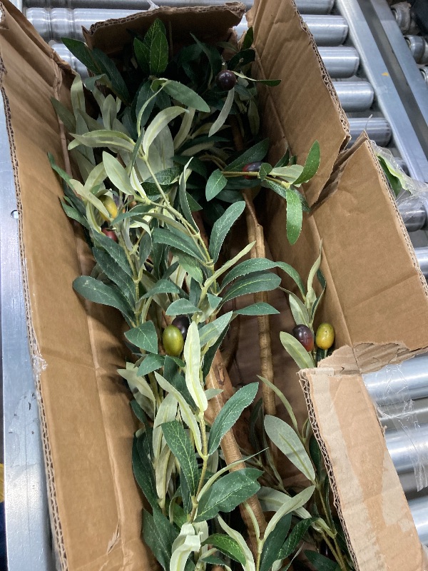 Photo 1 of 7 ft Artificial Olive Plants with Realistic Leaves and Natural Trunk, Silk Fake Olive Tree in Black Plastic Pot, Faux Olive Tree for Office Home
