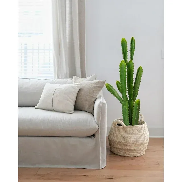 Photo 1 of 32.5" Tall Fake Cactus Plant Potted Large Cactus 'Euphorbia Accruensis Cactus' Big Cacti Artificial Cactus for Home Garden Office Decor Housewarming Gifts
