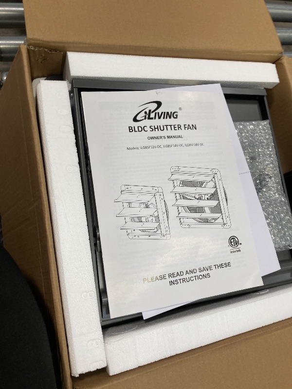 Photo 1 of iLiving 12" Wall Mounted Shutter Exhaust Fan, Automatic Shutter, Temperature and Humidity Controls with Variable Speed, 960 CFM at 1600 RPM DC Motor