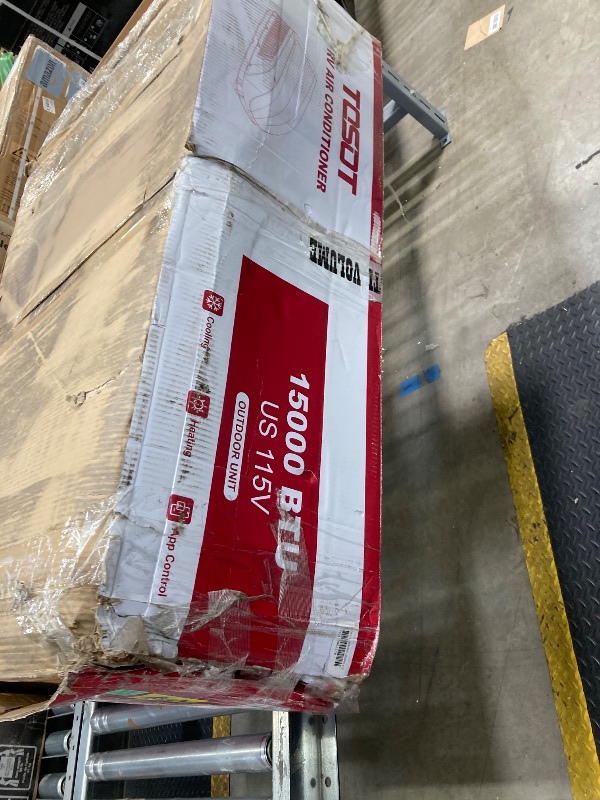 Photo 1 of ***(MISSING REMOTE CONTROL-SELLING AS PARTS ONLY)***  TOSOT GO Cool RV Air Conditioner 15000 BTU, Non-Ducted Camper Rooftop AC Unit with Heat Pump, WiFi  White  ***(BOX RIPPED/TORN, DUSTY, DIRTY, SOME SCUFFS/SCRATCHES, UNTESTED/USED)***