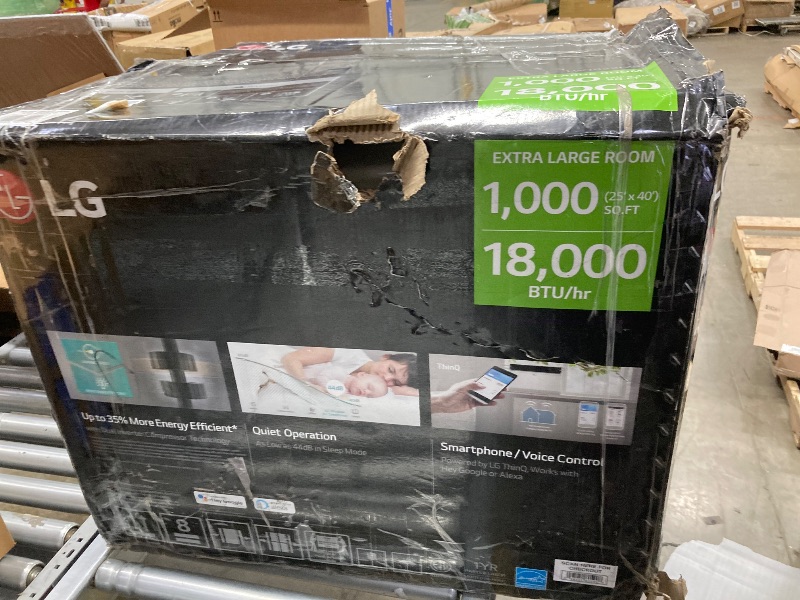 Photo 1 of ***PARTS ONLY***
LG 18,000 BTU DUAL Inverter Smart Window Air Conditioner, 230V, Cools 1,000 Sq. Ft. for Bedroom, Living Room, Apartment, Ultra Quiet Operation, ENERGY STAR®, with LG ThinQ, Amazon Alexa & Hey Google