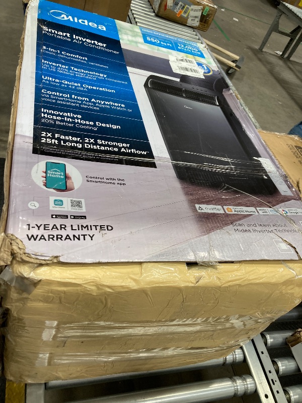 Photo 1 of ***PARTS ONLY***
Midea Duo 14,000 BTU (12,000 BTU SACC) High Efficiency Inverter, Ultra Quiet Portable Air Conditioner, Cools up to 550 Sq. Ft., Works with Alexa/Google Assistant, Includes Remote Control & Window Kit