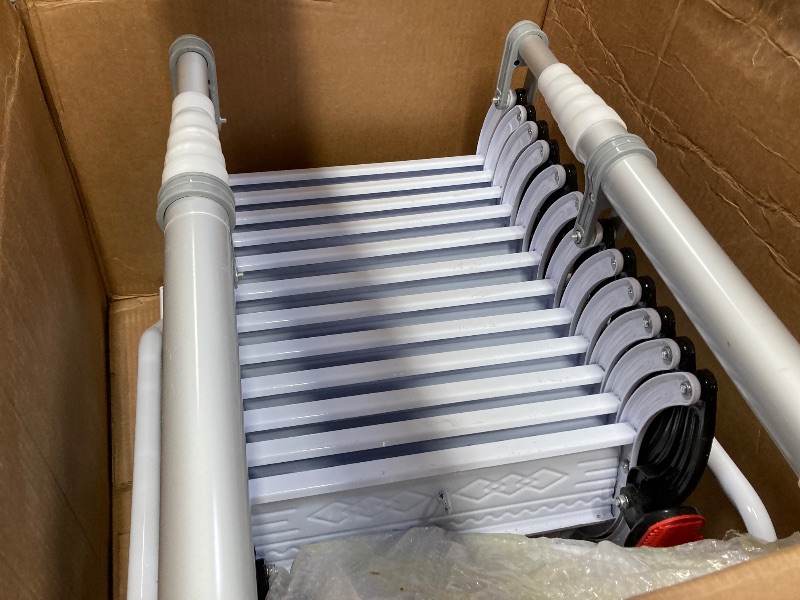 Photo 1 of 10 Steps Retractable Loft Foldable Ladde, Extra Wider 4in Wall Mounted Folding Ladder Pull Down System with 2 Handrails, Wall 27x6.5in Size, 660lb Capacit,8.03-8.36ft Vertical Height (10 Steps)