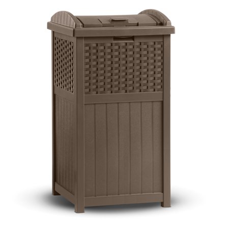 Photo 1 of ***LID AND BOTTOM ONLY/MISSING PARTS**Suncast 33 Gallon Commercial Outdoor Trashcan Hideaway with Lid for 30 to 33 Gallon Trash Bags for Garage, Backyard, or Garden, Brown