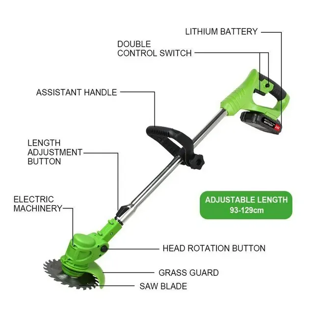 Photo 1 of 24V 650W Lawn Mover Electric Grass Trimmer Cordless, Weed Eater W/2 Batteries, Lawn Mower Cordless Pruning Cutter Weed Wacker Garden Trimming Tool
