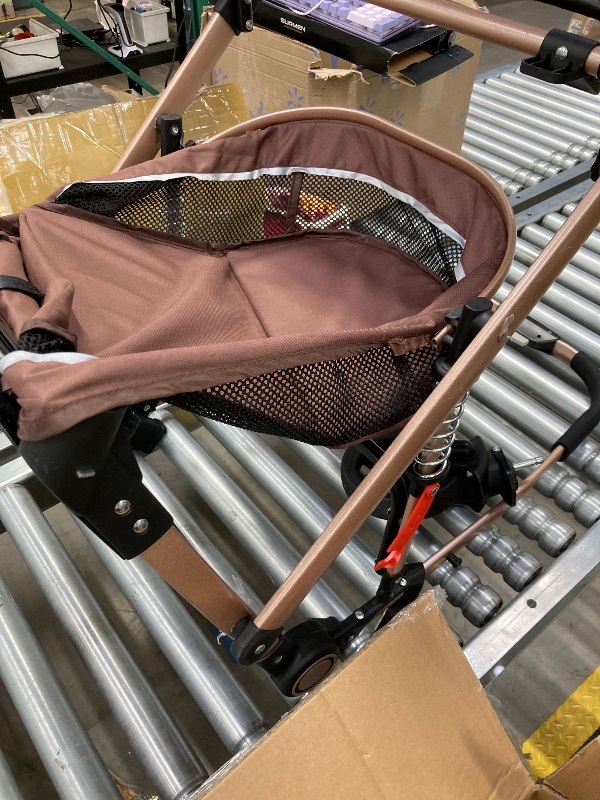 Photo 1 of  ***(SELLING AS PARTS ONLY***MISSING PIECES, USED/SCUFFS, SCRATCHES ON FRAME)***  Costway High Landscape Baby Stroller Pushchair with Expandable & Footmuff Canopy 20 lbs 0-3 Years bronze 
