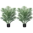 Photo 1 of 2 Pack 3 Feet Fake Majesty Palm Plant Artificial Majestic Palm Faux Ravenea Rivularis in Pot for Indoor Outdoor Home Office Store, Great Housewarming Gift, Set of 2