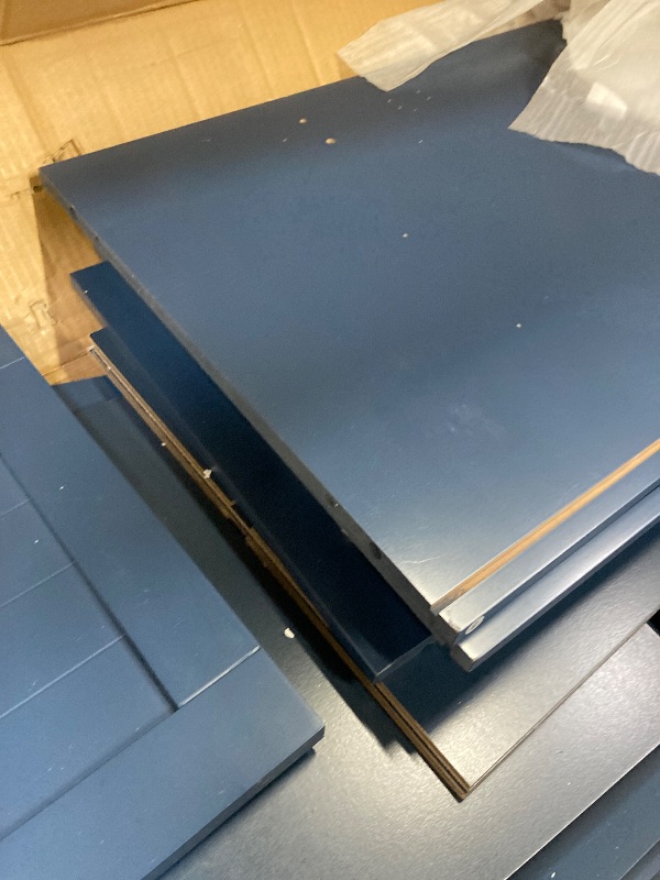 Photo 1 of ***MISSING PARTS/NO HARDWARE**Homfa 55"W Sideboard Credenza with Adjustable Shelves, 4-Doors 3-Drawers Farmhouse Storage Buffet Cabinet, Wood Coffee Bar Cabinet for Kitchen Dining Living Room, Blue