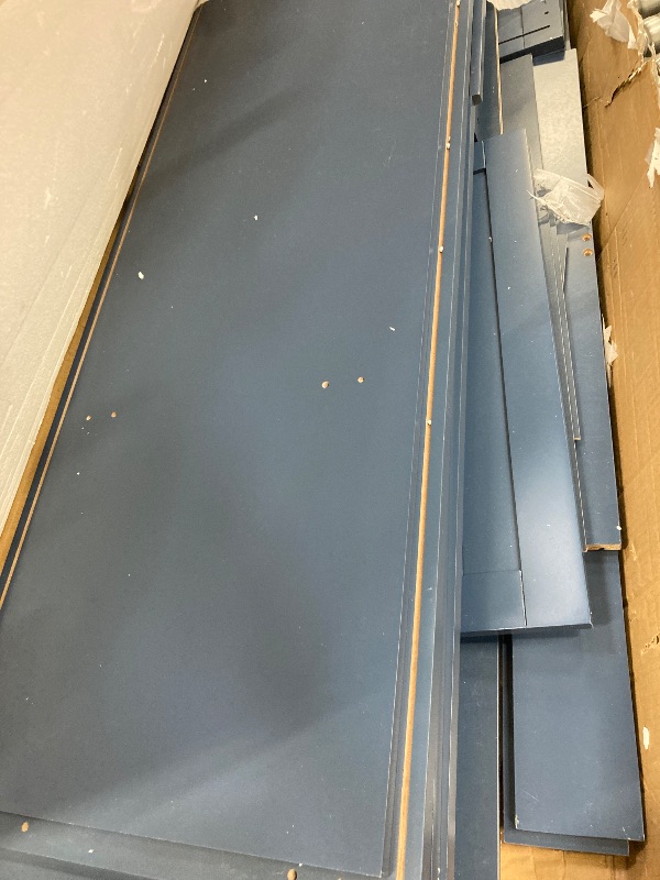 Photo 1 of ***MISSING PARTS/NO HARDWARE**Homfa 55"W Sideboard Credenza with Adjustable Shelves, 4-Doors 3-Drawers Farmhouse Storage Buffet Cabinet, Wood Coffee Bar Cabinet for Kitchen Dining Living Room, Blue