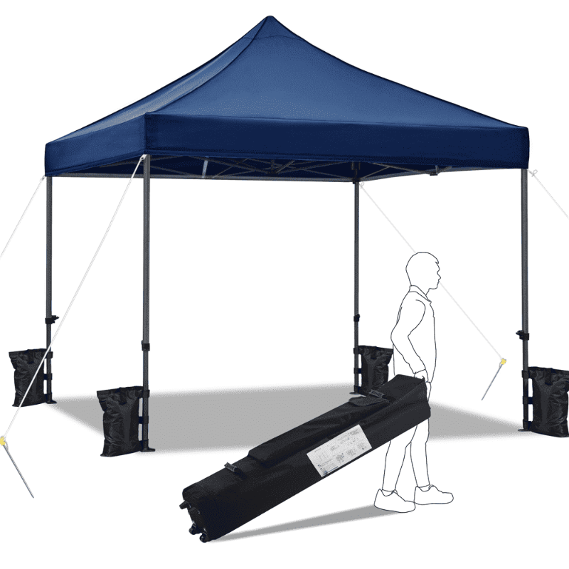 Photo 1 of 10x10 ft Pop Up Canopy Tent with Wheeled Carry Bag,Navy Blue
