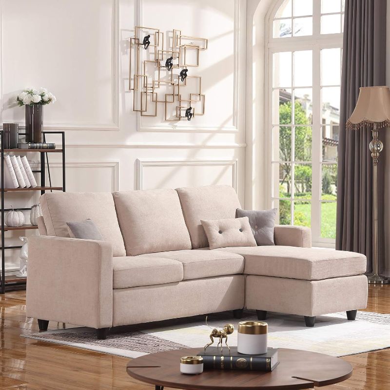 Photo 1 of **BOX 1 OF 2 ONLY/INCOMPLETE SET**Convertible, Reversible Sectional Sofa for Small Space, Dark Beige