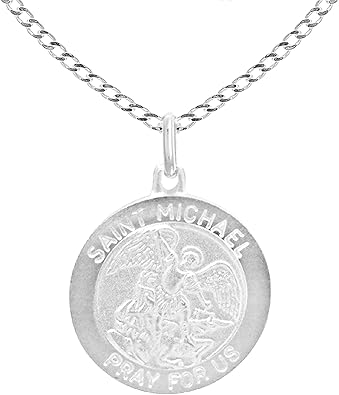 Photo 1 of  Ritastephens Sterling Silver Saint St Michael Medal Round Pendant Necklaces
