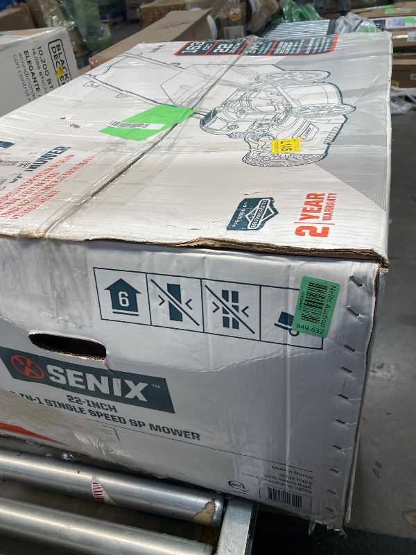 Photo 1 of ***(PARTS ONLY -SELLING AS PARTS ONLY***HANDLE MISSING, SOME SCUFFS/SCRATCHES)***SENIX Self-Propelled Gas Lawn Mower, 22in Cutting Blade / 23in Cutting Deck, 163 cc 4-Cycle Made in USA Briggs & Stratton Engine , 3-In-1, 6-Position Adjustment, 11in Rear Wh