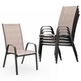 Photo 1 of **MISSING ONE CHAIR/ONLY 3**JUSTLET Patio Dining Chairs Set of 4, Outdoor Stackable Armrest Chairs Space Saving, Brown