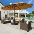 Photo 1 of **NO BASE**Alpha Joy 15ft Outdoor Patio Umbrella Extra-Large Double-Sided Garden Umbrella with Crank Handle and Base - Tawny
