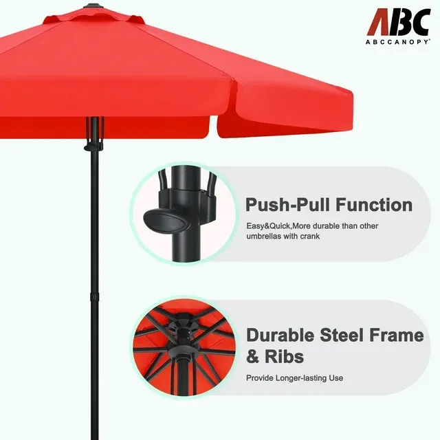 Photo 1 of **DAMAGED FRAME/PARTS ONLY**ABCCANOPY 7.5ft Outdoor Market Hand Push Patio Umbrella With Hanging Edge,12+Colors, Red