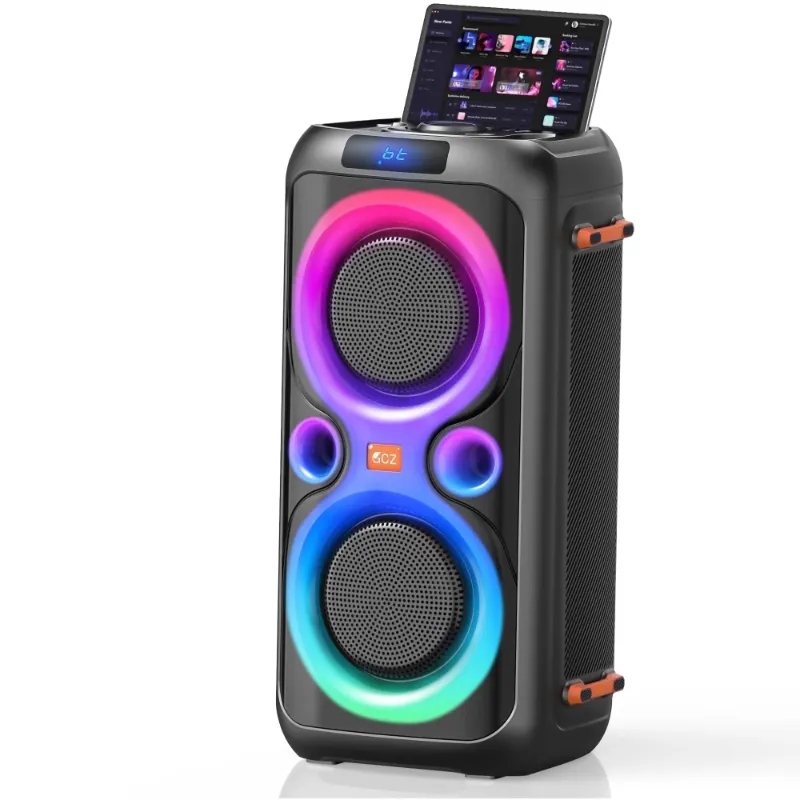 Photo 1 of  ***(PLUG BENT, SOME SCUFFS/SCRATCHES, BOX RIPPED/TORN)***
Dual 6.5-inch 160W Large Loudest Party Speaker Bluetooth Wireless with Microphone Jack, Support USB TF, Rich Bass for DJ, Karaoke