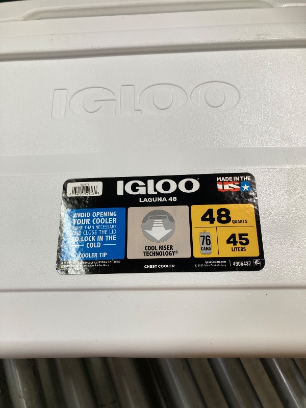 Photo 1 of **NOT IN ORIGINAL PACKAGE**Igloo 48 QT Laguna Hard Sided Ice Chest Cooler White EST PRICE 24.98