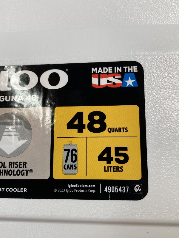 Photo 1 of **NOT IN ORIGINAL PACKAGE**Igloo 48 QT Laguna Hard Sided Ice Chest Cooler White EST PRICE 24.98