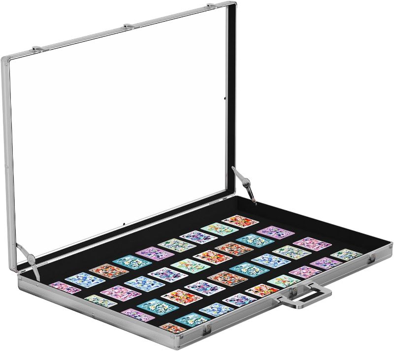Photo 1 of **BACK CORNER PUSHED IN SLIGHTLY**Portable Trade Show Display Case, 34"x22" Aluminum Card Show Display Case with Lock, Large Table Top Sports Card Display Case with Clear Acrylic Glass for Jewelry, Trading Card, Collectibles Shows