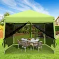 Photo 1 of **CARRY BAG ZIPPER BROKEN**GVDV 10x10ft Easy Pop-Up Canopy, Outdoor Screen Tent with Mosquito Netting, 2 Zipper Doors, and Carry Bag for Yard Camping Picnic Party Events, Green