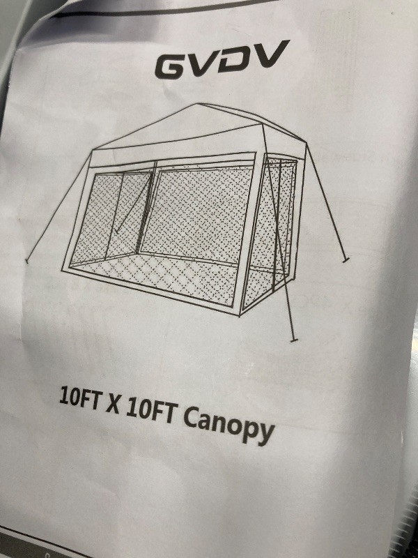 Photo 1 of **CARRY BAG ZIPPER BROKEN**GVDV 10x10ft Easy Pop-Up Canopy, Outdoor Screen Tent with Mosquito Netting, 2 Zipper Doors, and Carry Bag for Yard Camping Picnic Party Events, Green
