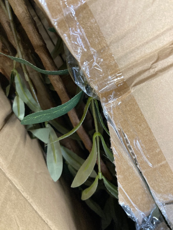 Photo 1 of 2 Pack 6 ft Artificial Olive Plants with Realistic Leaves and Natural Trunk, Silk Fake Olive Tree in Black Plastic Pot, Faux Olive Tree for Office Home
