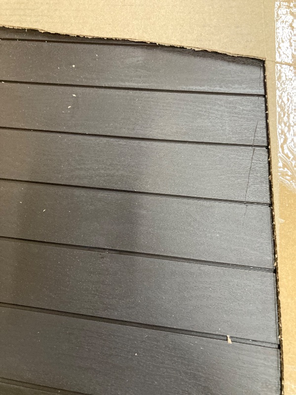 Photo 1 of **SOME DAMAGE TO CORNERS**Keter City 30 Gallon Resin Deck Box for Patio Furniture, Pool Accessories, and Storage for Outdoor Toys, Brown