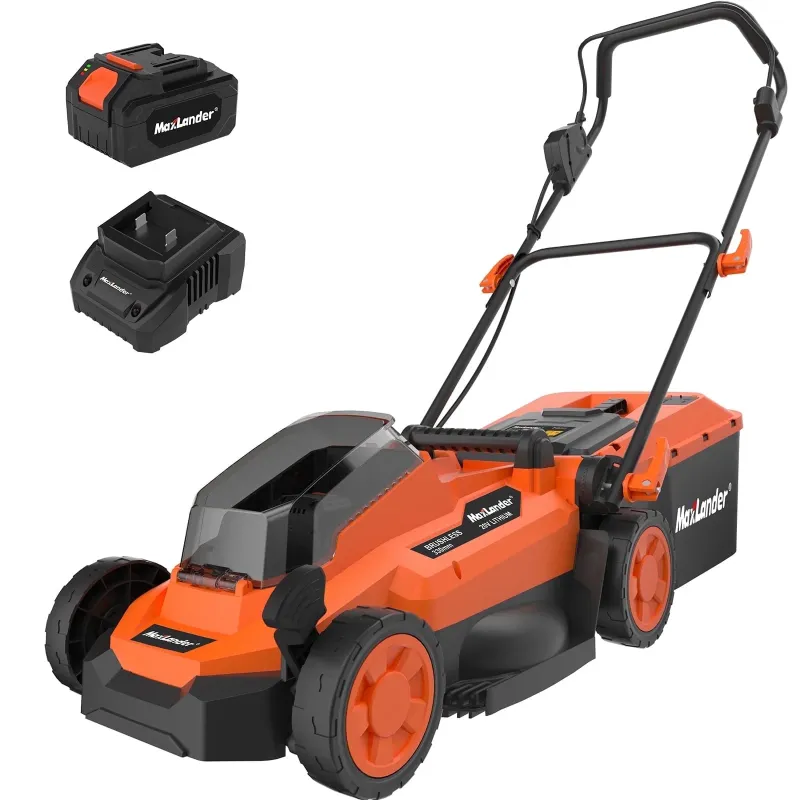 Photo 1 of **MISSING BATTERY AND CHARGER**Lawn Mowers Maxlander Electric Lawn Mower Cordless (2-in-1),13 Inch 20V Battery Powered Lawn Mower with Brushless Motor, 5-Position Height Adjustment, 1 pcs 4.0Ah Batteries and Charger Included