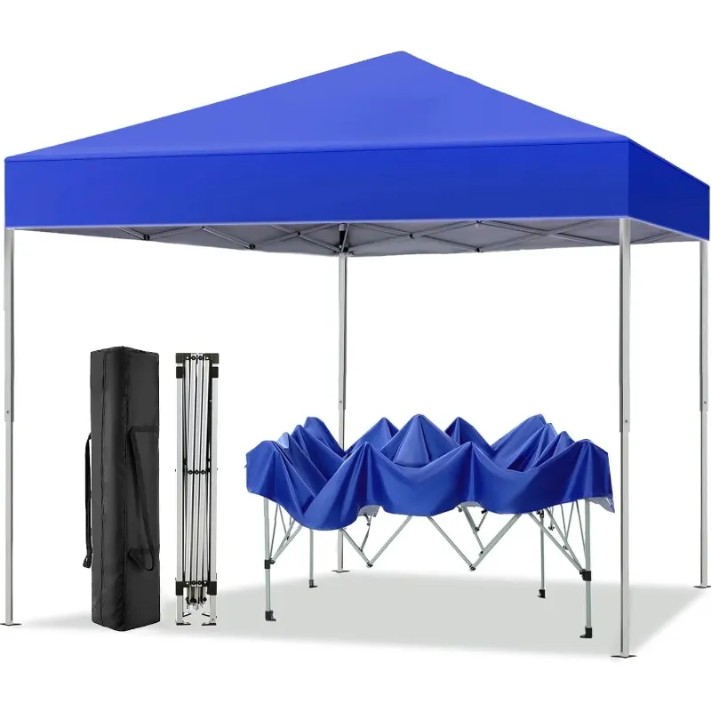 Photo 1 of  Canopy Tent, 10x10 ft Easy Pop up Outdoor Canopy Tent, Portable Straight Leg Gazebo Instant Canopy, Blue