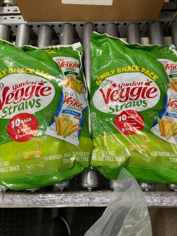 Photo 1 of 2 Bags Sensible Portions Veggie Straws Multi-Pack, Sea Salt and Zesty Ranch Flavor, Gluten-Free Chips, Individual Snacks, 0.75 Ounce Bag, 10-Pack