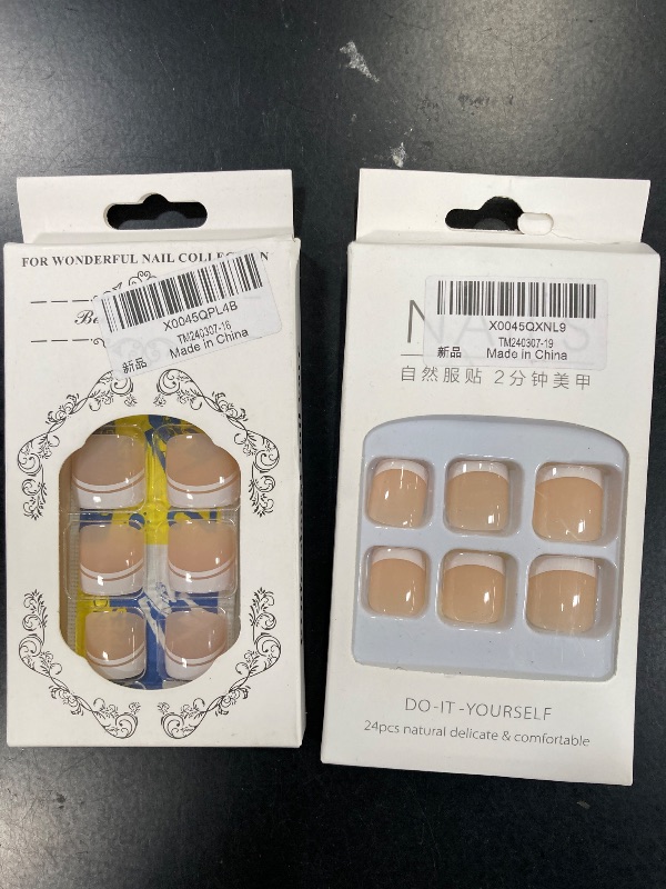 Photo 1 of 2 Pack RUPOFUZA Press on Toenails Fake Toe Nails,Short Toe Nail Press ons,Glossy Toe Nails Press on Designs,Artificial Toenail Press on nails White French Tip Toe Nails for Women 24Pcs (White French-2)