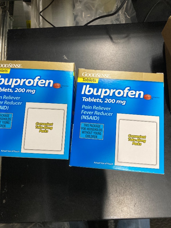 Photo 1 of 2 Pack GoodSense Ibuprofen Tablets, 200 mg, Pain Reliever and Fever Reducer, 100 Count