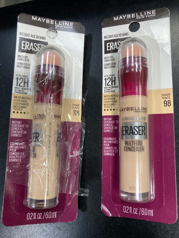 Photo 1 of 2 Pack Maybelline Instant Age Rewind Instant Eraser Multi-Use Concealer, Crease-Resistant Coverage, Up to 12HR Moisturizing Wear, 98, 